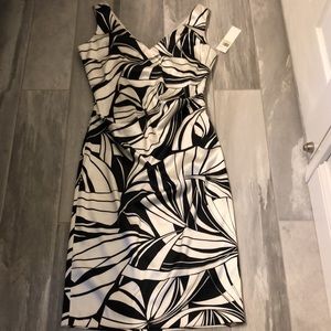 Maggy London Black and White Abstract Sheath Dress